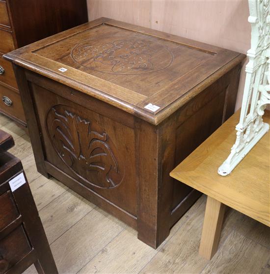 A large oak coffer 83cm.